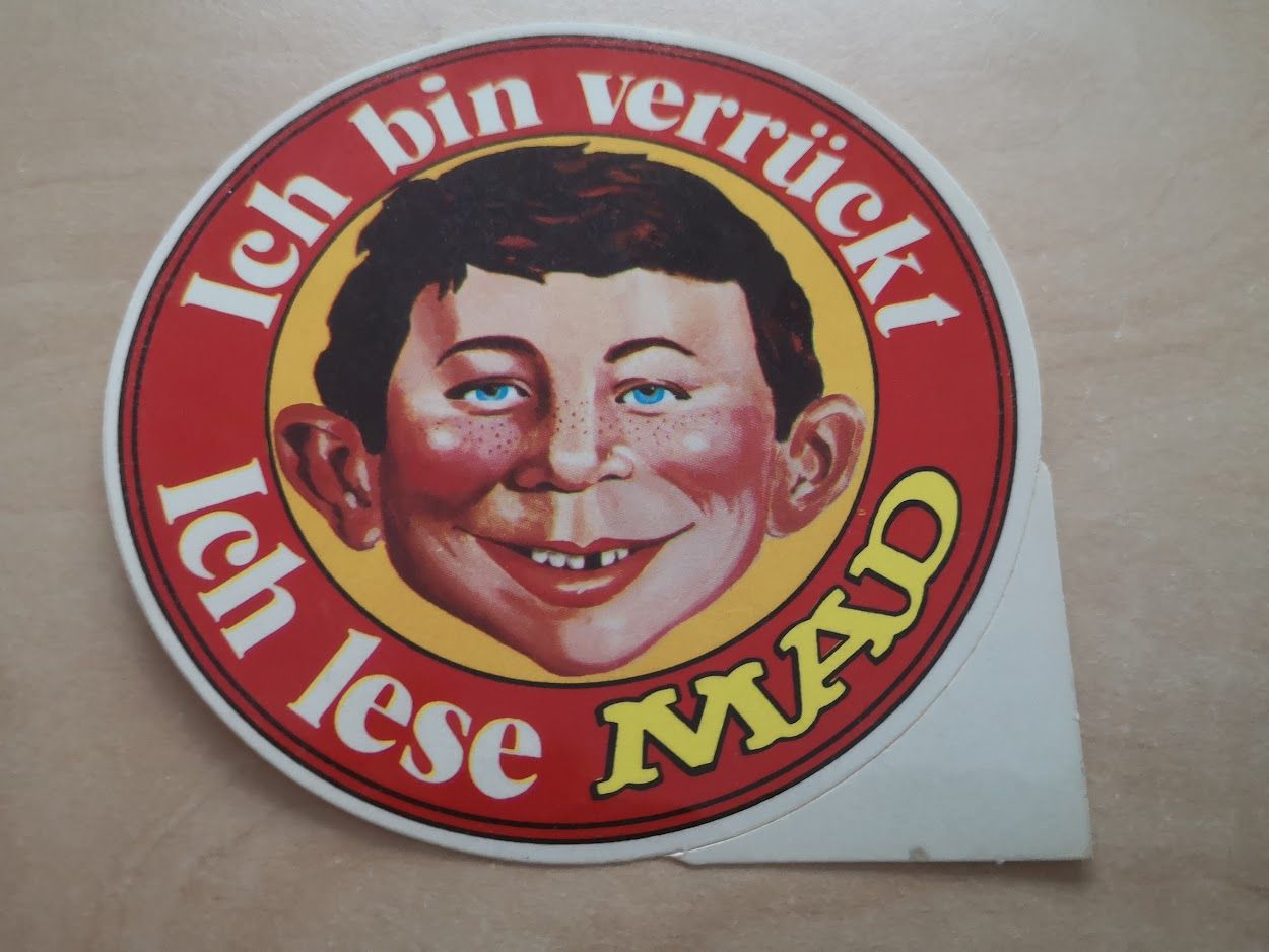 Rare Vintage German MAD Magazine Sticker 1970s – "Ich bin verrückt" (USD 25.00)