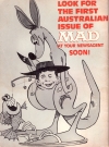 Image of Back cover with ad for the upcoming first issue of the Australian MAD issue