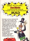 Image of Back cover copy warns of Don Martin's "escape" from Dutch MAD, introducing his manic solo tour and two insane new characters. Note the now-defunct guilder/Belgian franc pricing.
