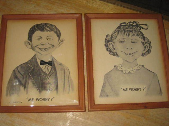 Set Of 2 Framed Alfred E Neuman Pictures • USA