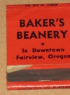 Image of Alfred E. Neuman Matchbook Baker's Beanery - Back