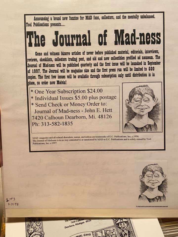 Fanzine: Journal of Madness • USA
