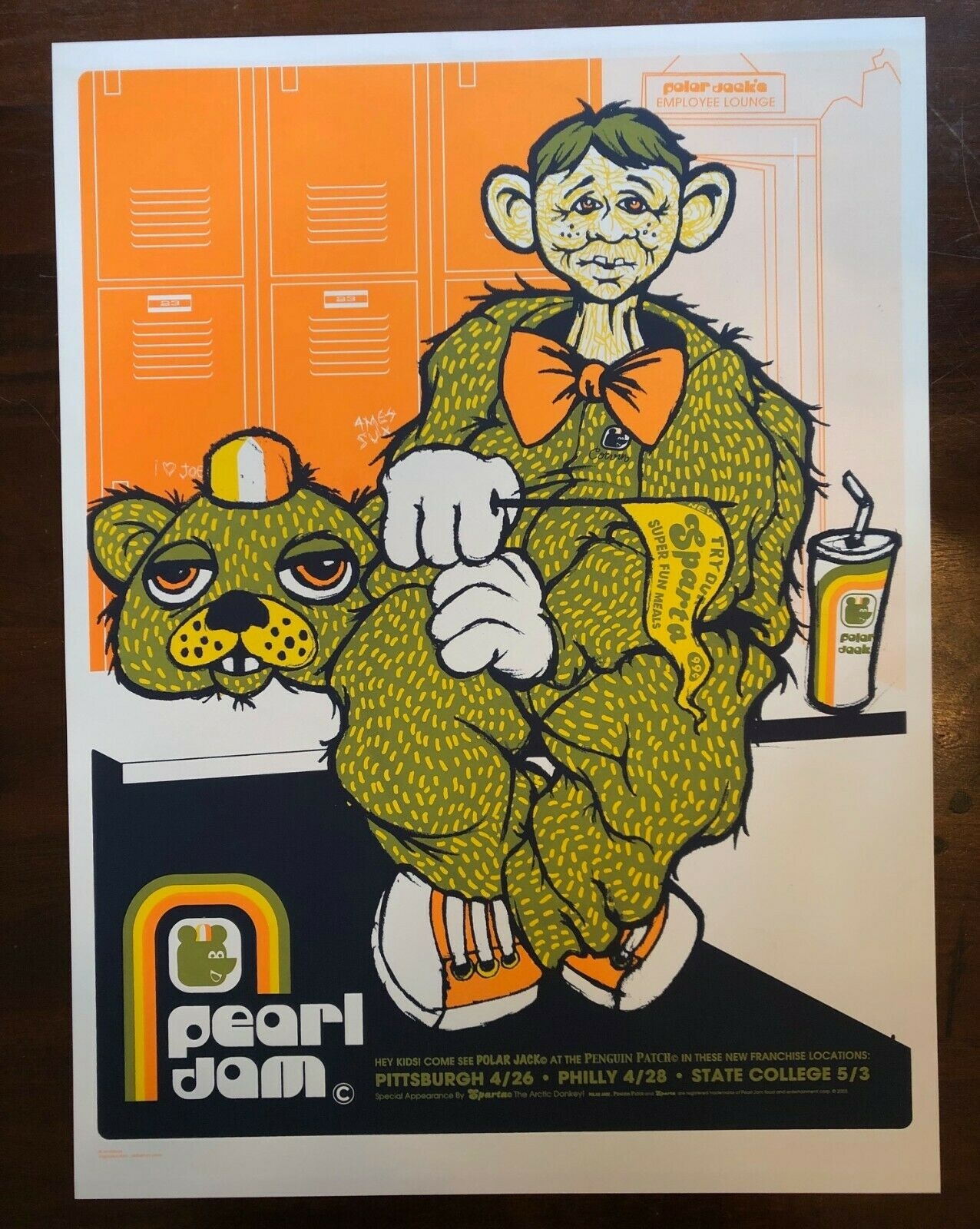 Pearl Jam Ames State College Pittsburgh Philadelphia Poster • USA