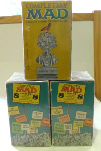 Both yellow Completely MAD Gift sets (side view)